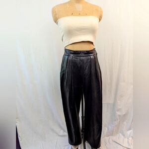 Vintage Michael Hoban North Beach High Waisted Nappa Leather Pleated Trousers...